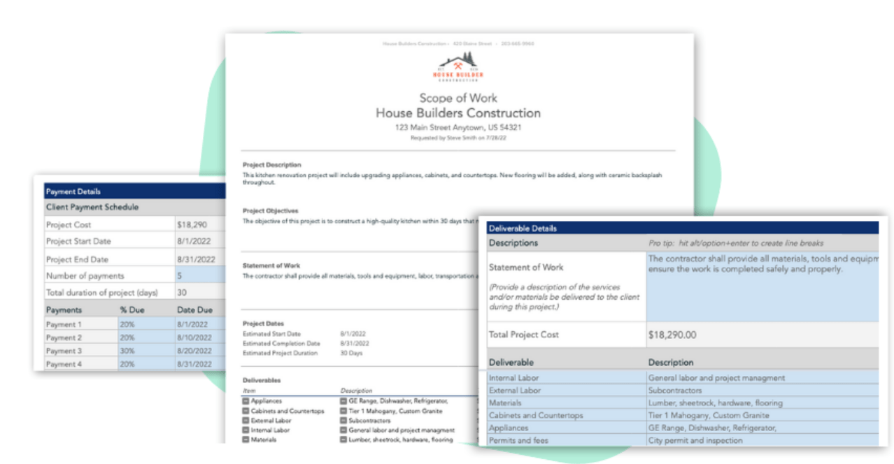 Scope of Work project charter excel template by BuildBook