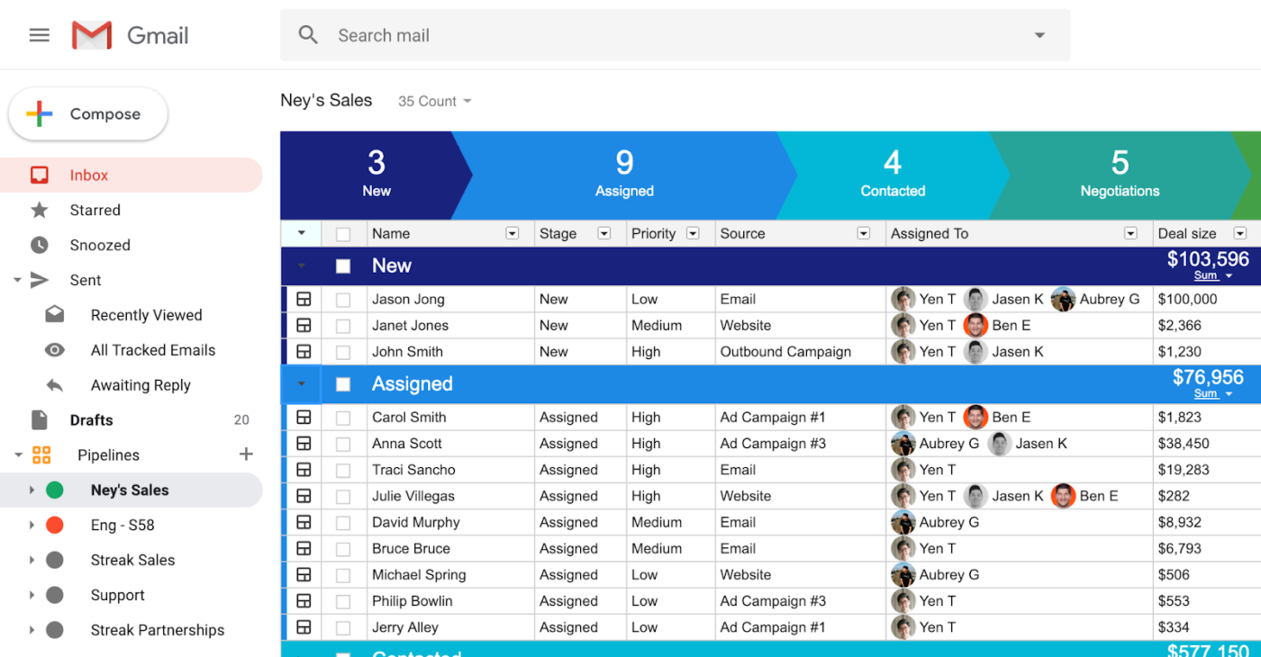Streak: Connect your Gmail account to manage multiple sales pipelines