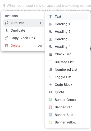 Turn text into tasks in ClickUp Docs