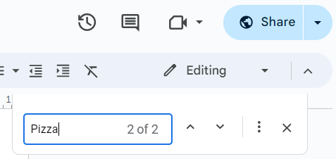 How to Find a Word in Google Docs: Type the word in the search bar 