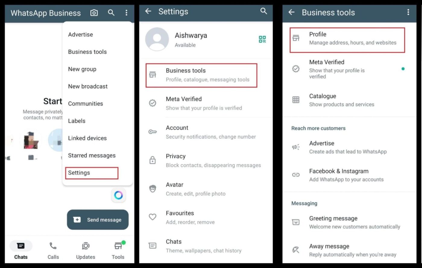 Update WhatsApp business profile for WhatsApp Business CRM