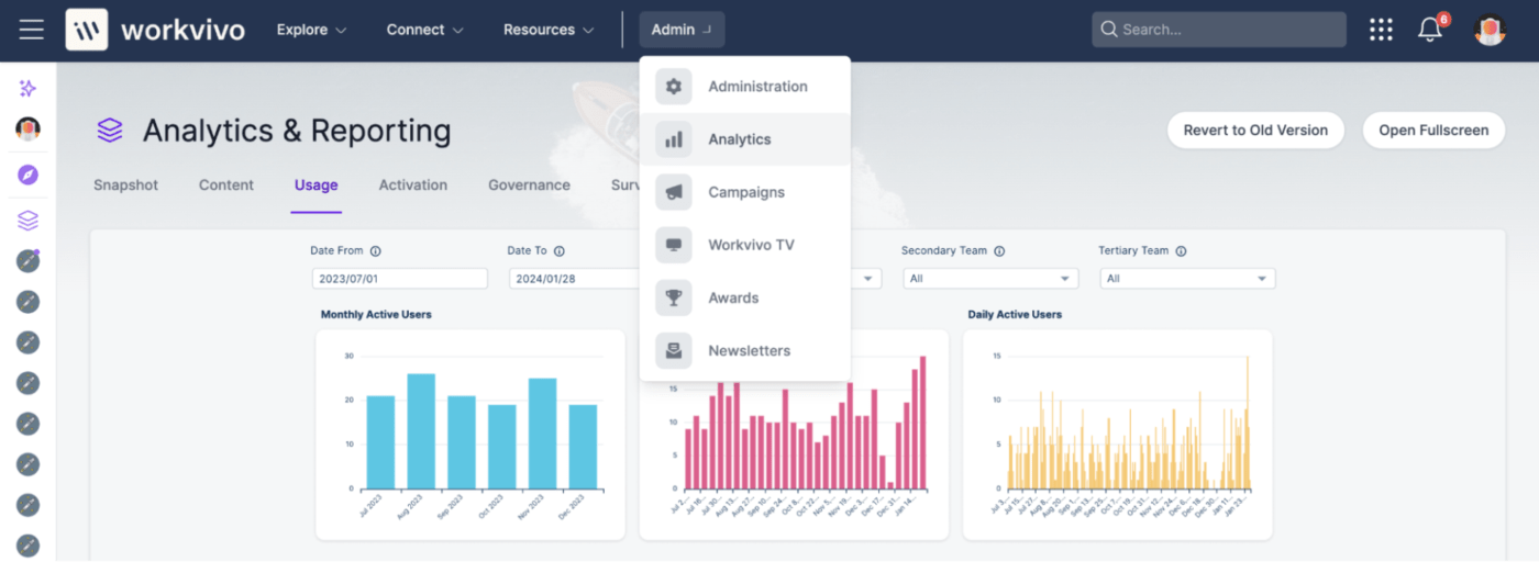 Workvivo Dashboard