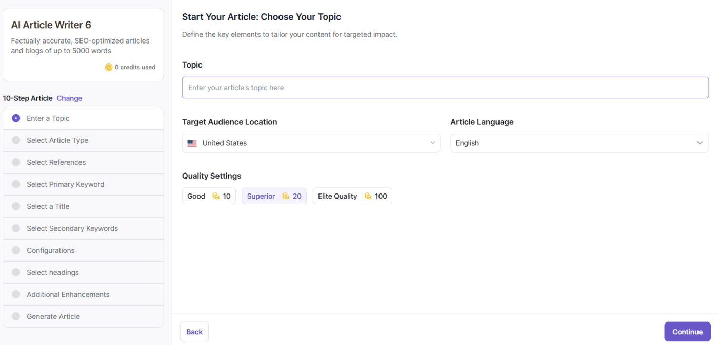 Writersonic AI content brief generator