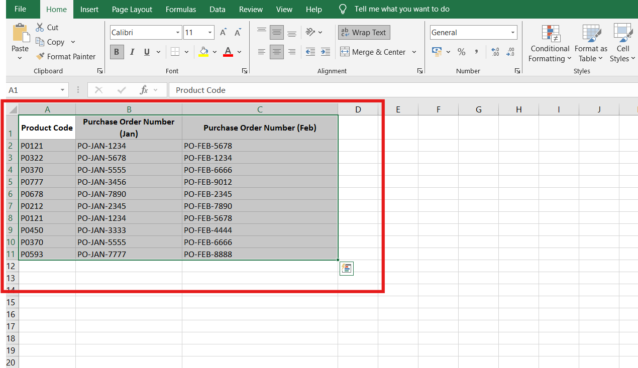 How to Find Duplicates in Excel-Select your data