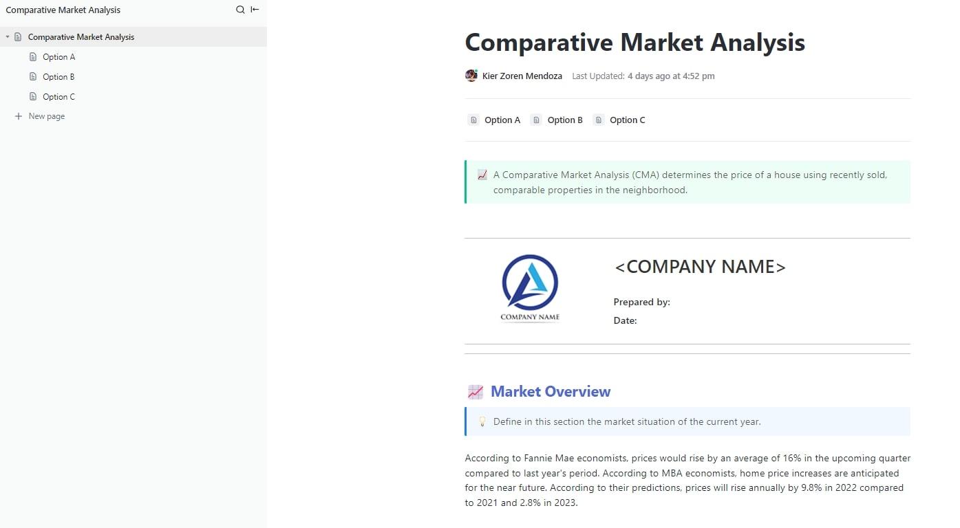 ClickUp Comparative Market Analysis Template