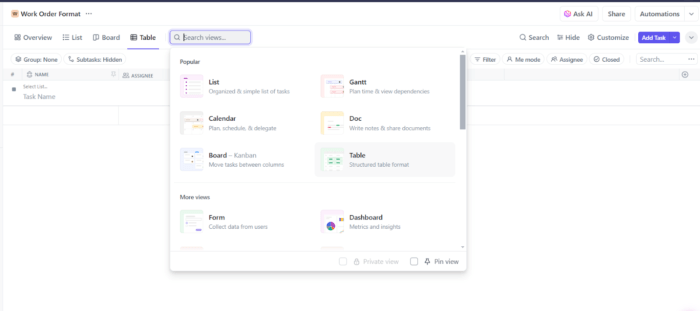 How to Create an Effective Work Order Format | ClickUp