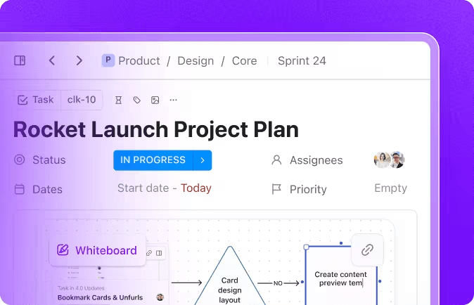 Interfaccia ClickUp: software per diagrammi di flusso di lavoro