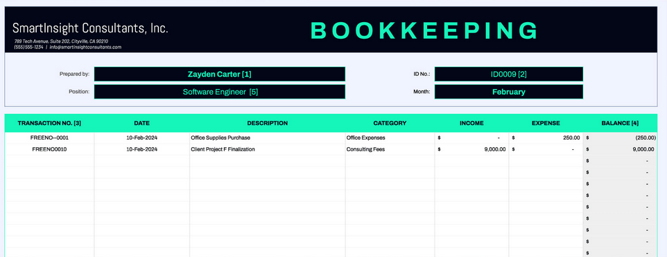 The Bookkeeping Template: bookkeeping excel template