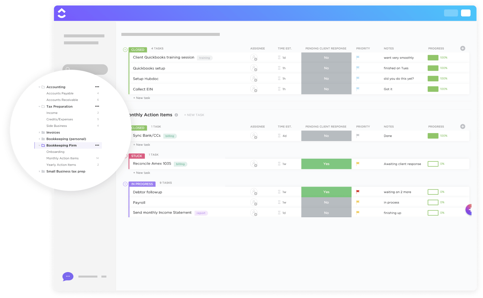 ClickUp’s Bookkeeping Firm Template