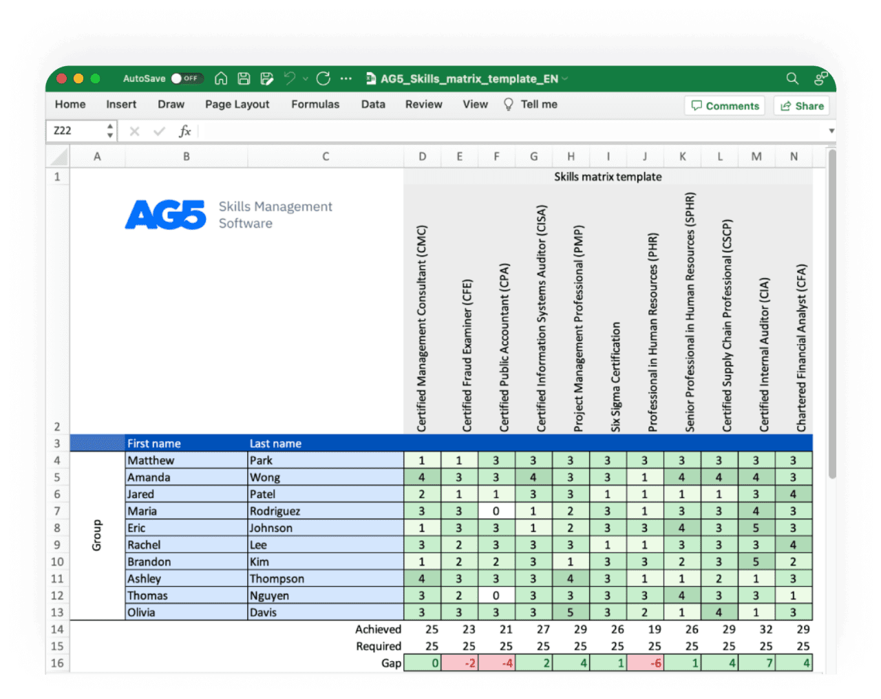 Excel Skills Matrix Template : skill matrix template excel