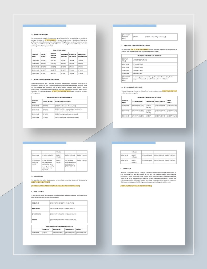 Competitive Analysis Template: Competitor Analysis Templates Google Docs
