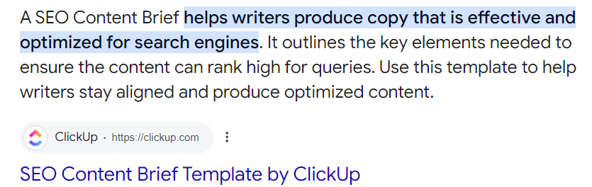SEO content brief template by ClickUp