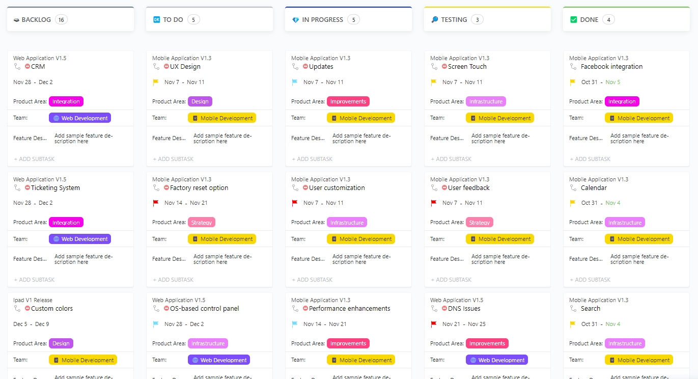 ClickUp Kanban View Roadmap Template