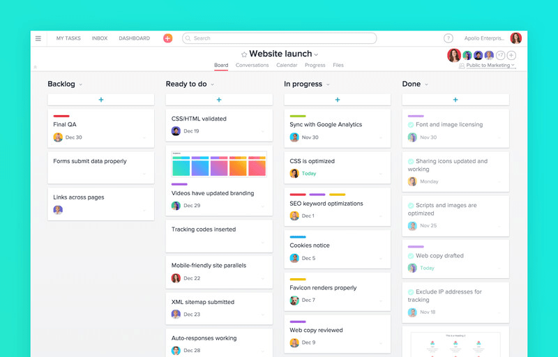 Asana project management collaboration software