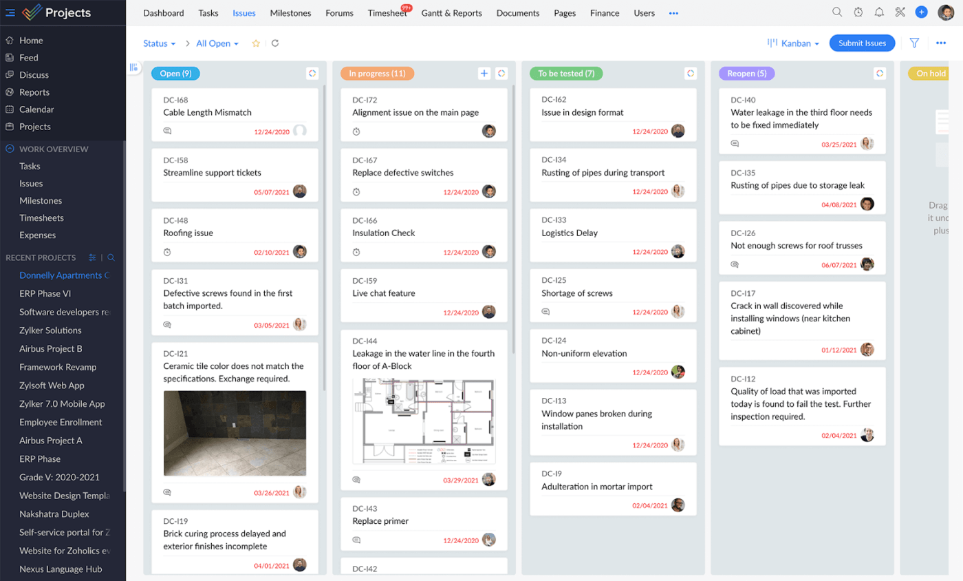 Zoho Projects: Kanban tool