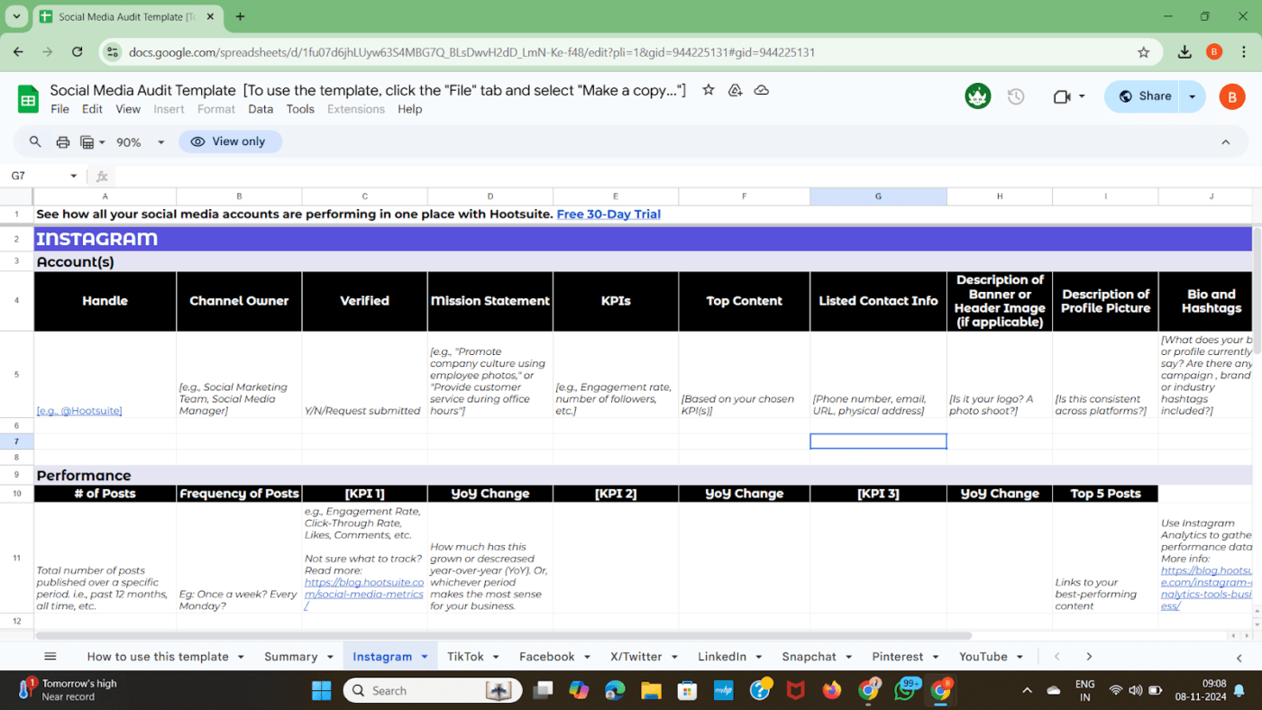 Social Media Audit Template