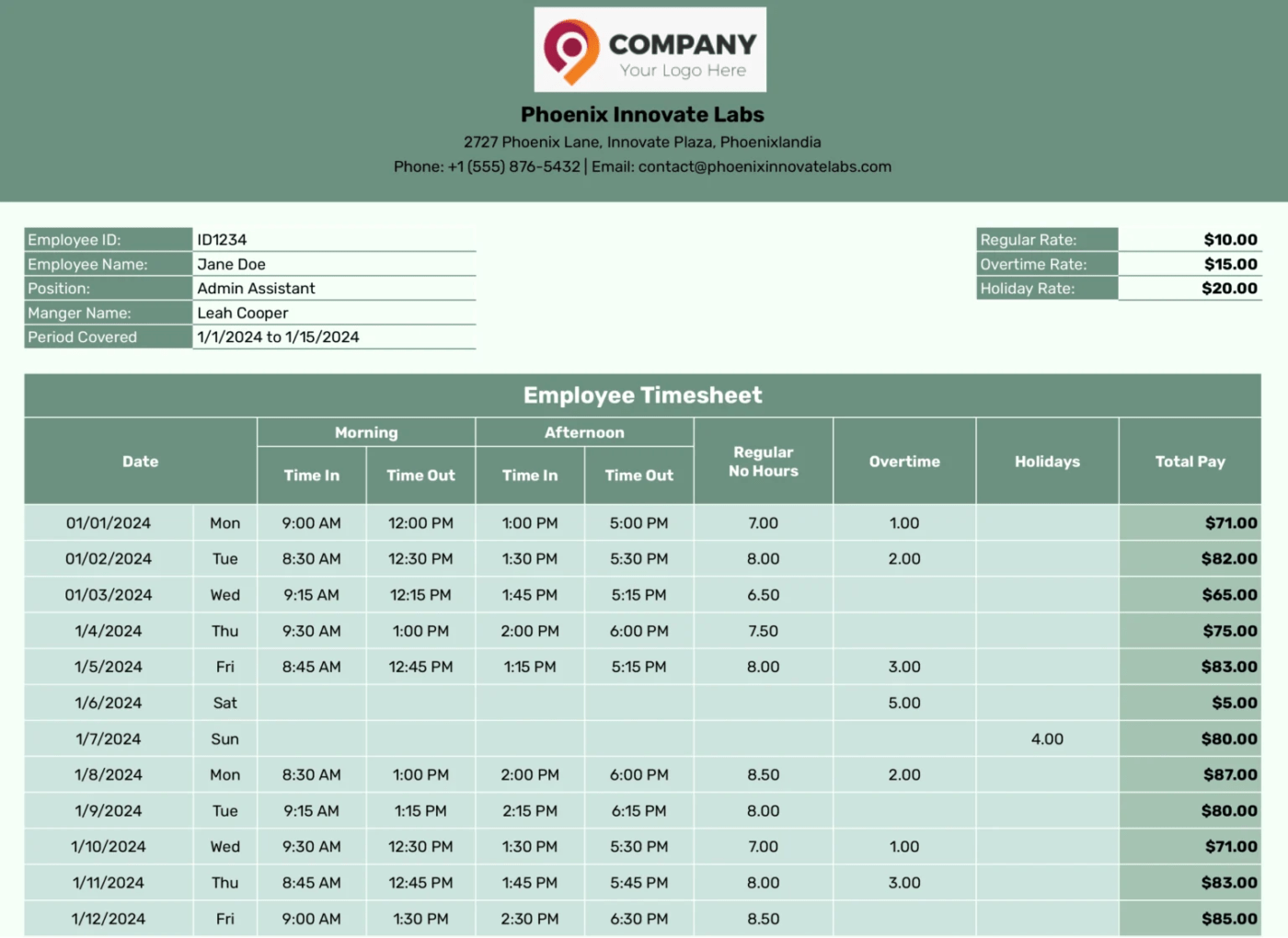 Il modello di tabella oraria per i dipendenti: modello di tabella oraria per google sheet