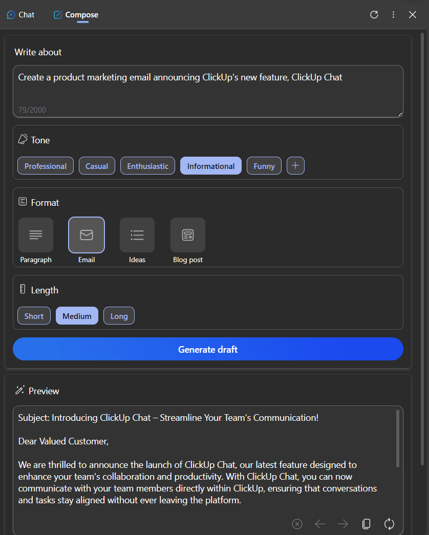 Copilot Simplified content creation with Compose: bing copilot vs chatgpt