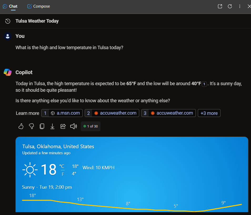 Response quality Feature: bing copilot vs chatgpt