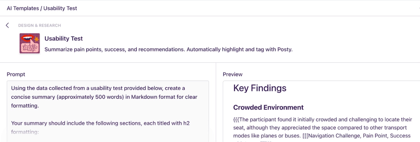 Usability Test Summary Template : AI Template(s)
