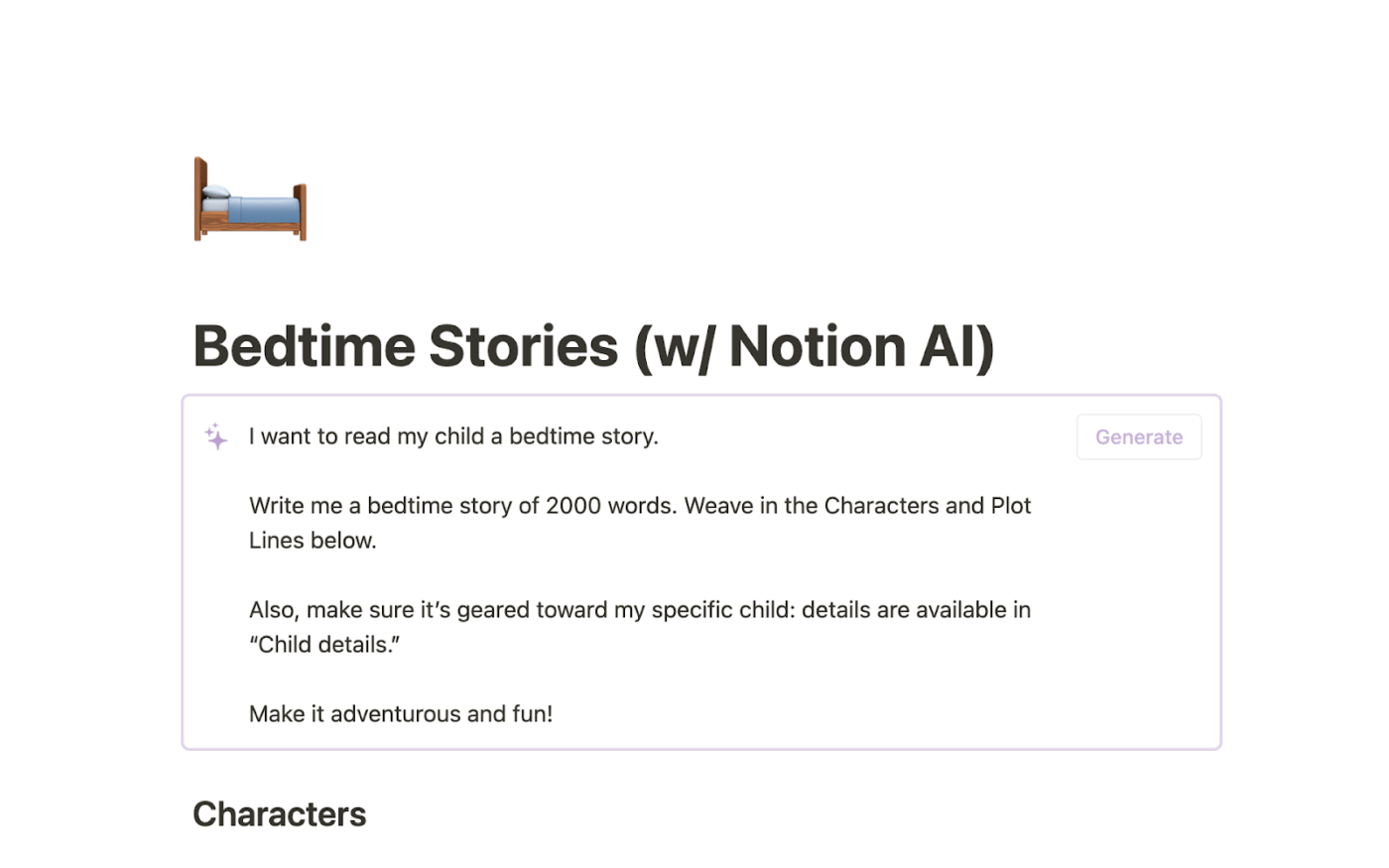 Bedtime Stories AI Template 