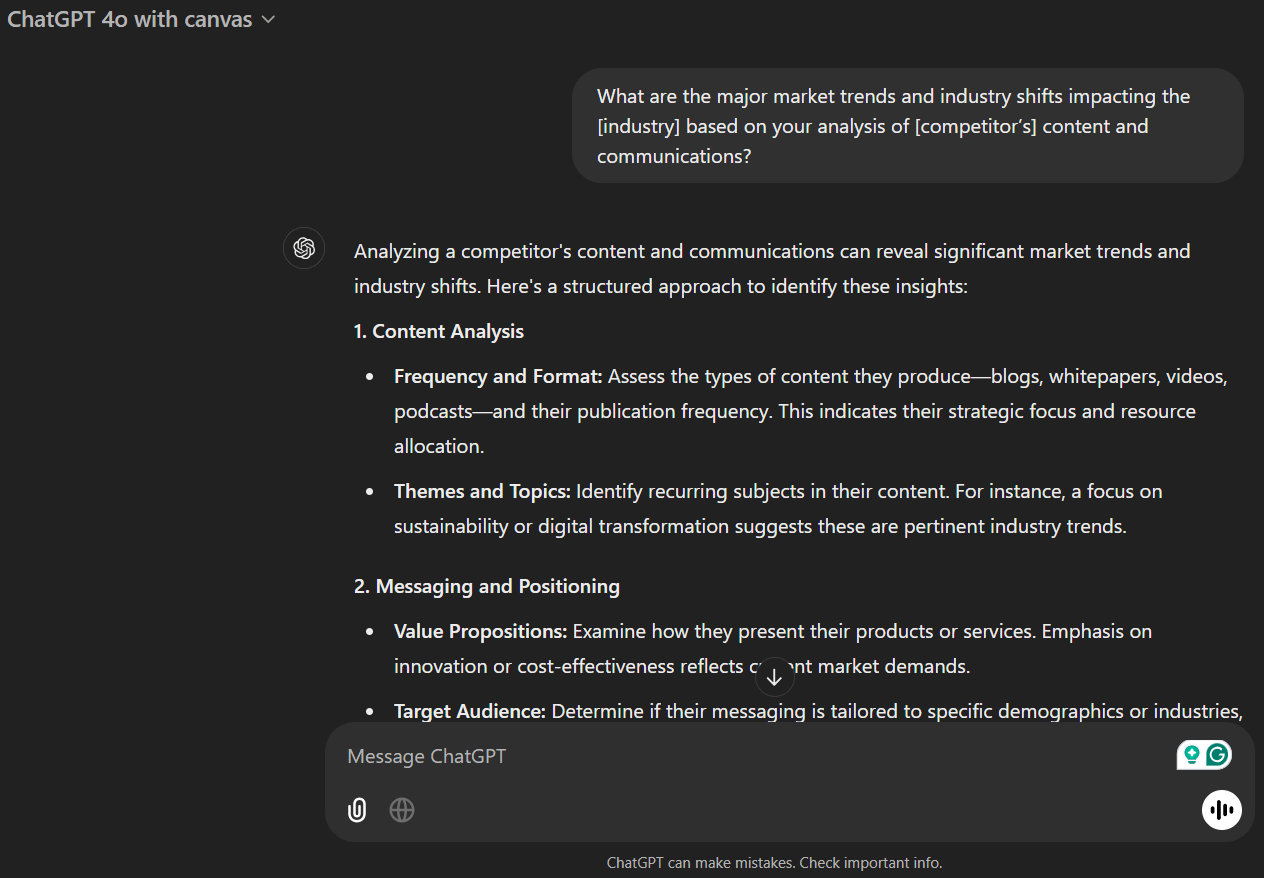 Market trends identification Prompt