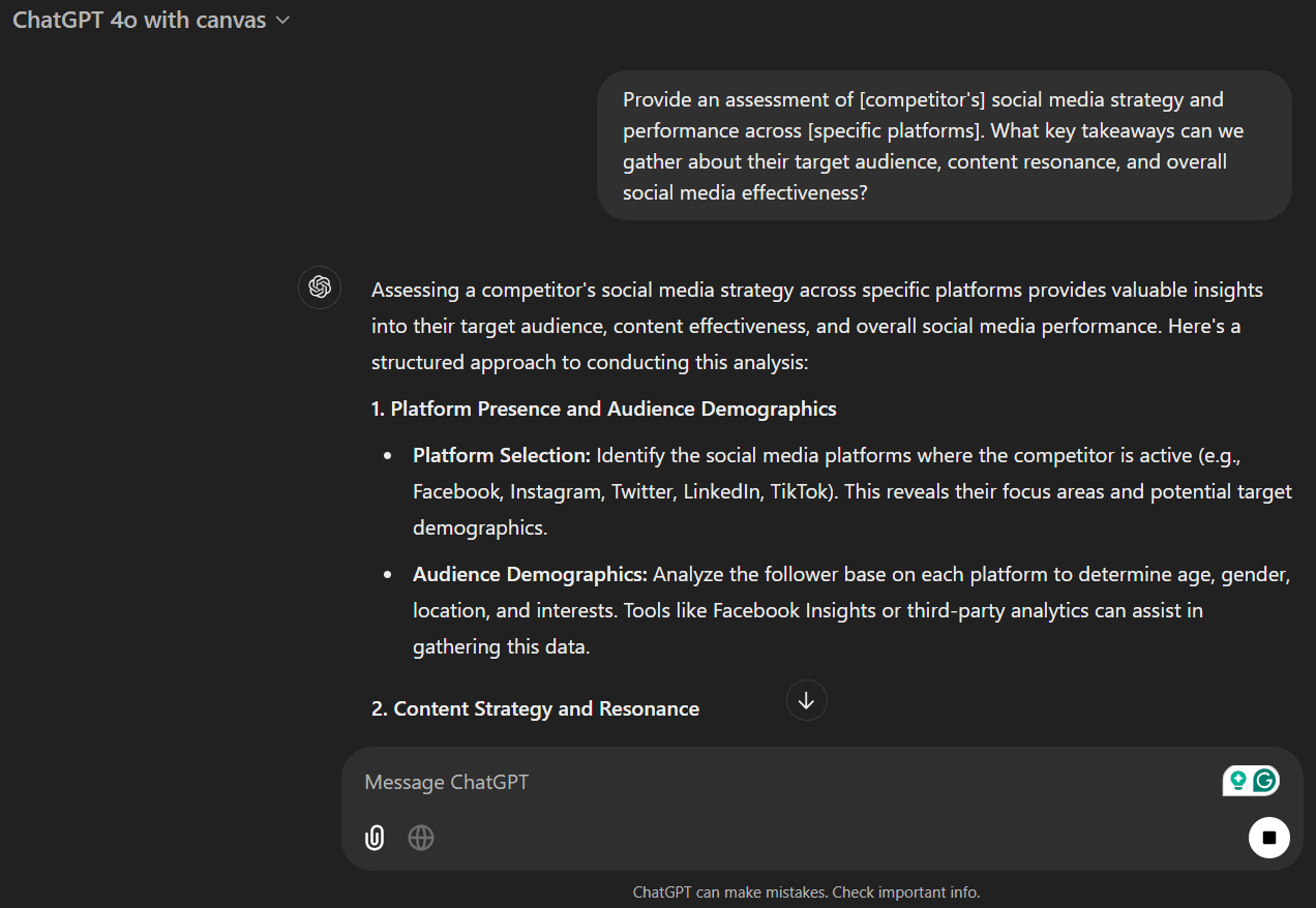 Social media insights Prompt: How to Use ChatGPT for Competitor Analysis