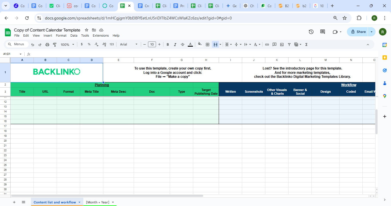 Google Sheets Content Calendar Template: content calendar template google sheets