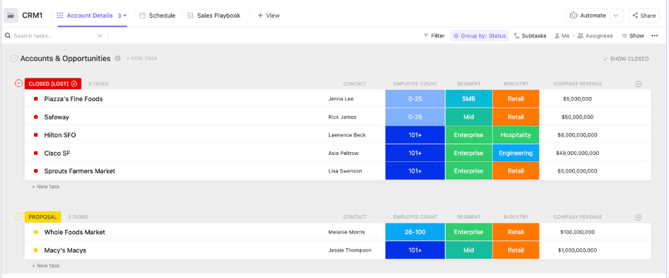 ClickUp Advanced CRM Real Estate Template