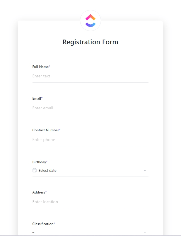 ClickUp Form Template