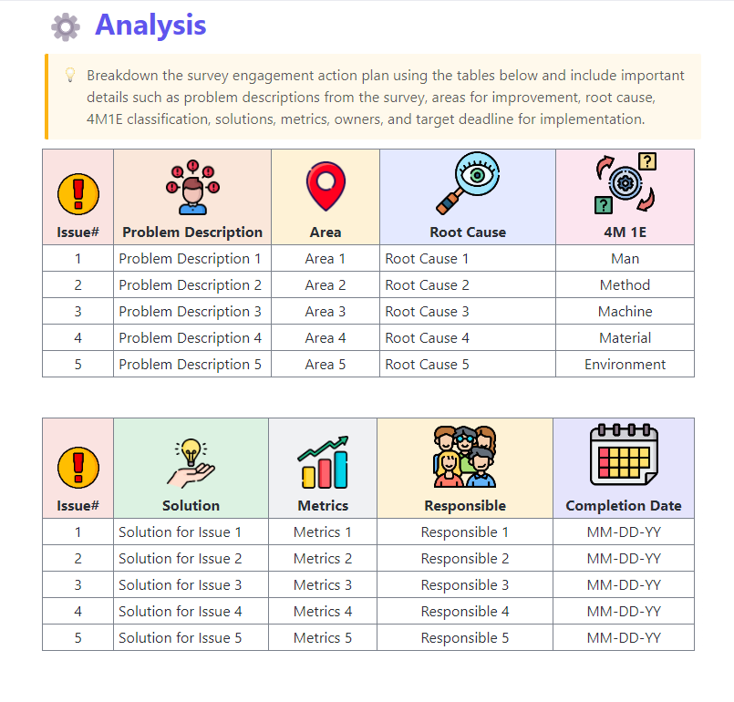 ClickUp Engagement Survey Results Action Plan Template