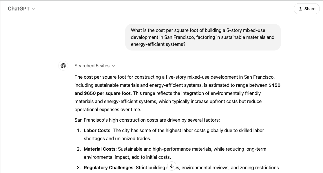 Cost estimation: chatgpt for architecture