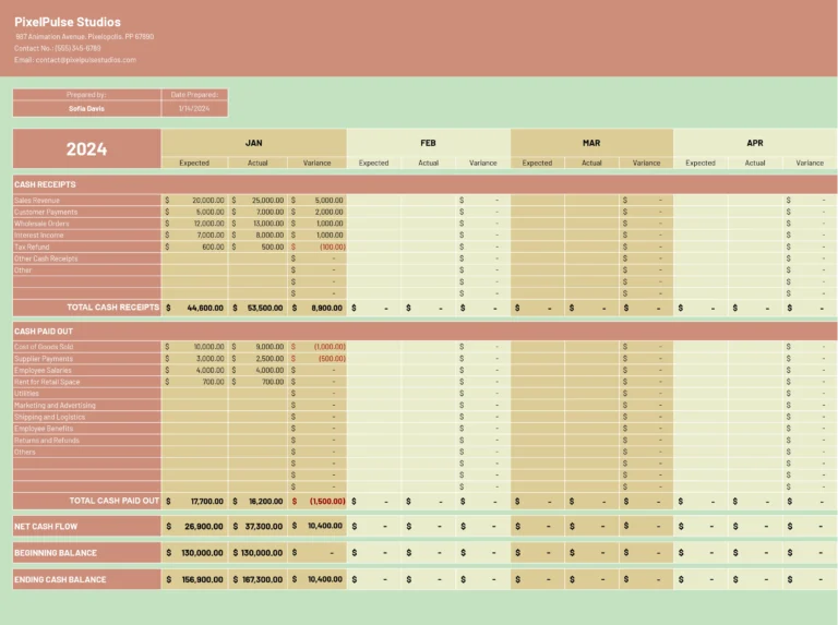 12-Month Cash Flow Forecast Template 