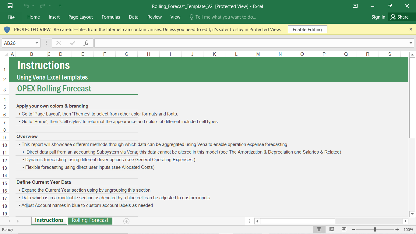 12-Month Rolling Forecast Template : forecast excel template