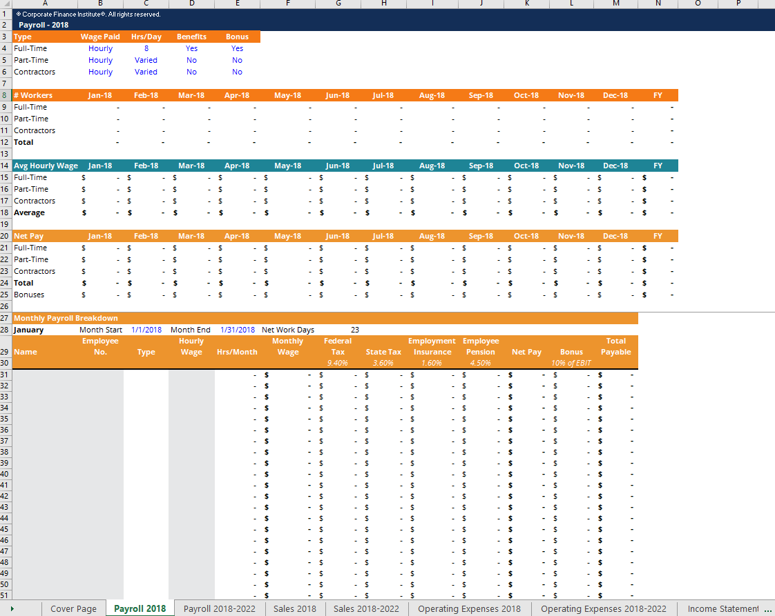 Financial Projection Template: forecast excel template