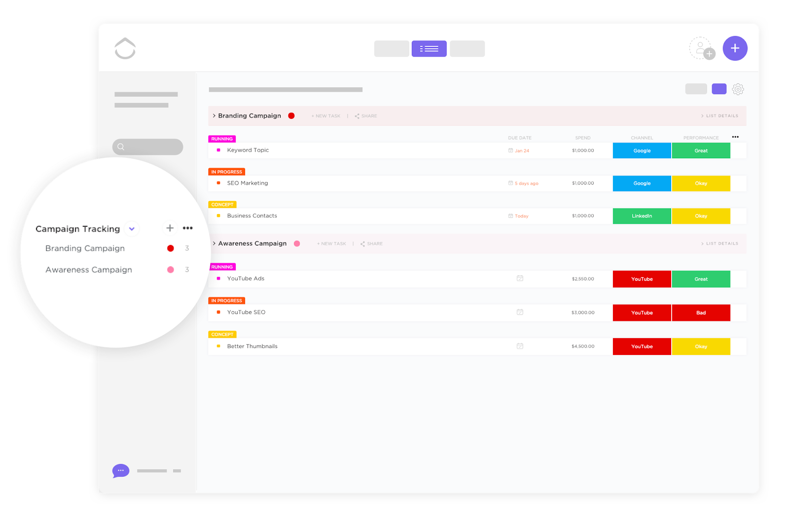 ClickUp Campaign Tracking and Analytics Template