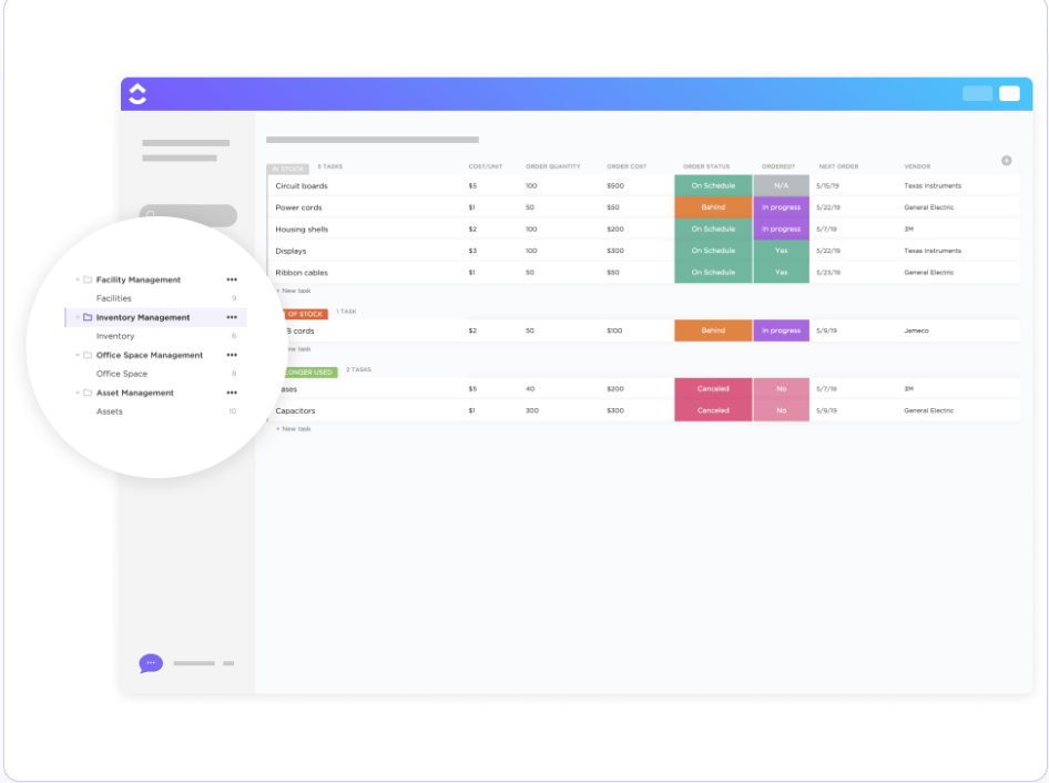 ClickUp Inventory Management Template