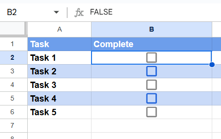 Checkbox in Google Sheets