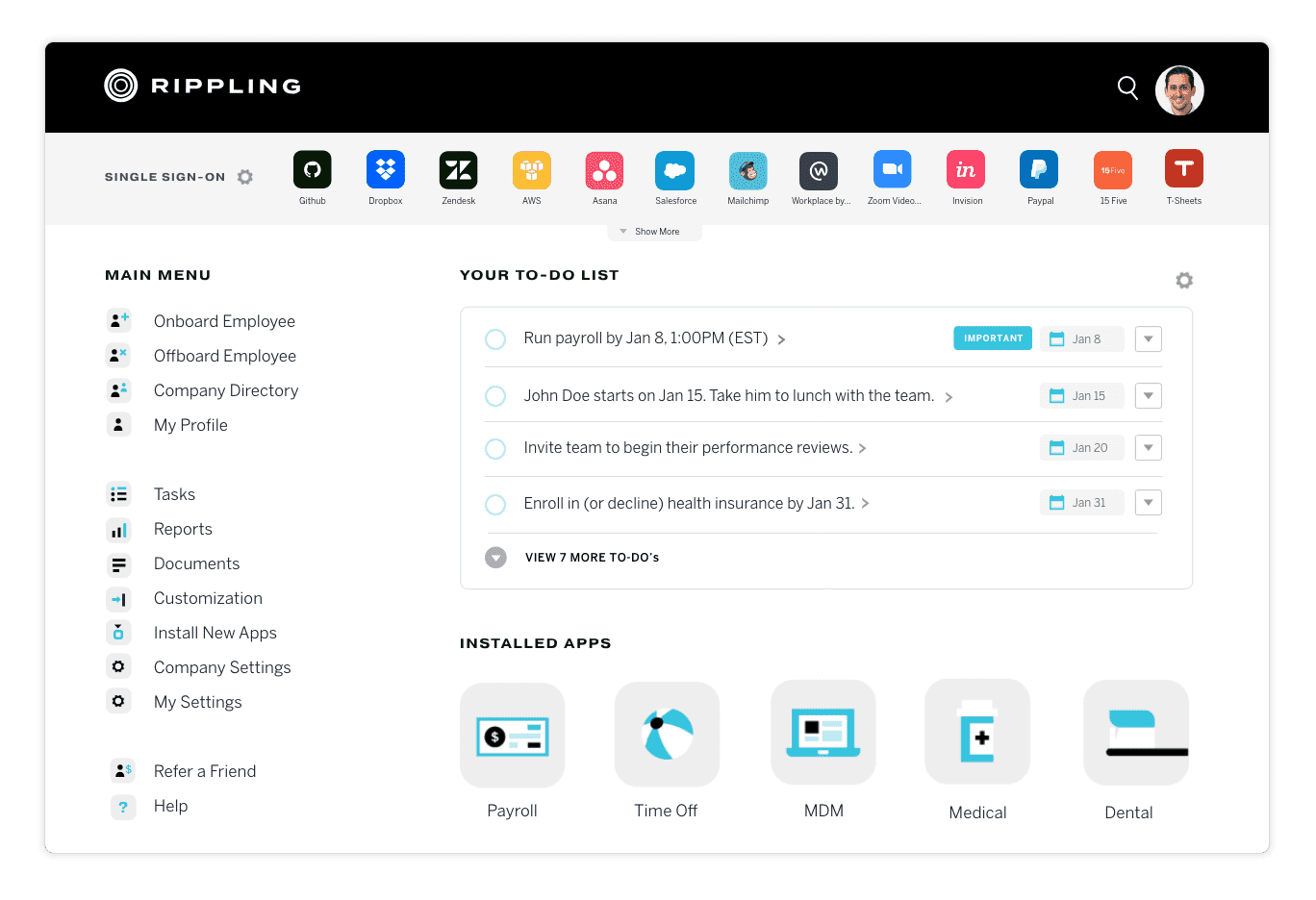 Rippling HR CRM per l'automazione del ciclo di vita dei dipendenti