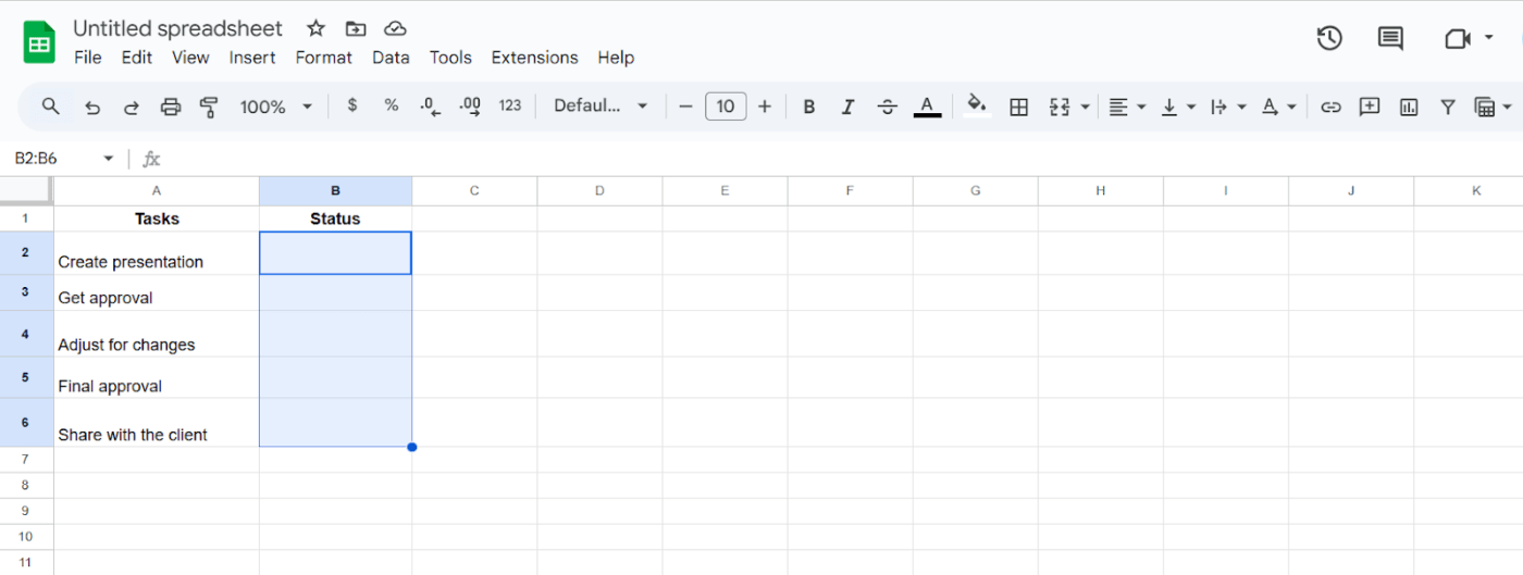 How to insert a checkbox in Google Sheets with data validation method