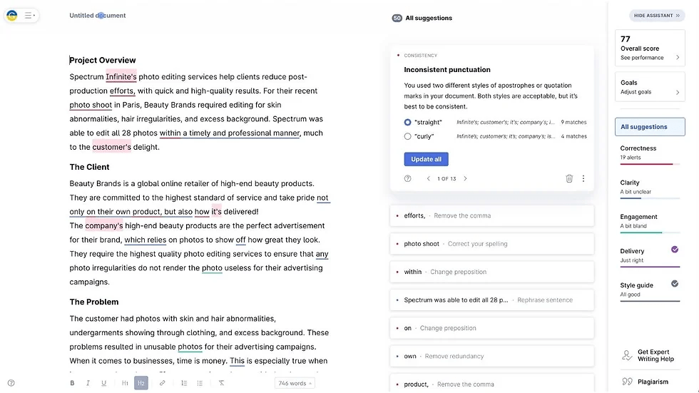 Grammarly AI case study generator