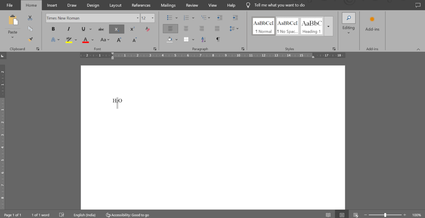 Get the formatted output : Superscript in Word