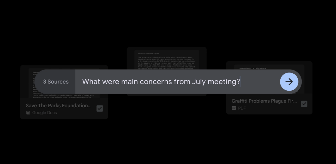 NotebookLM helps you prepare for meetings by organizing key documents like past emails, meeting notes, and product info.