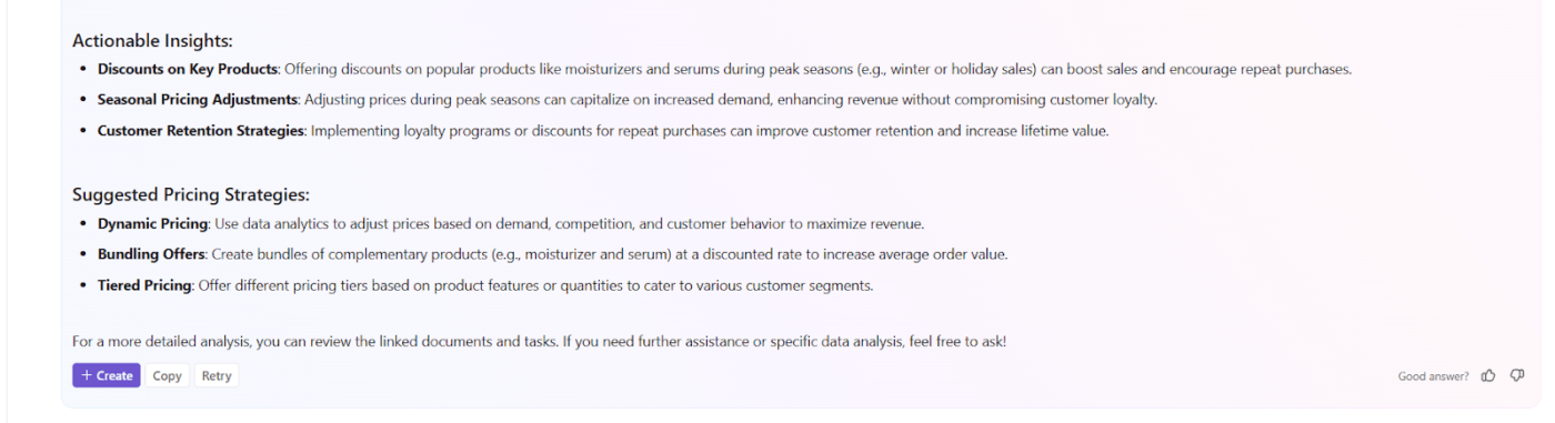 Obtain helpful insights by prompting ClickUp Brain : product pricing strategies