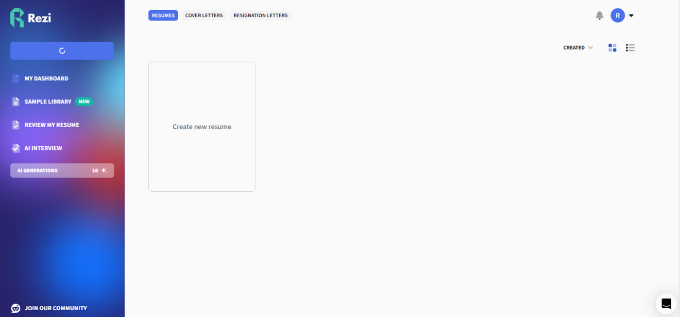Rezi ai resume builder