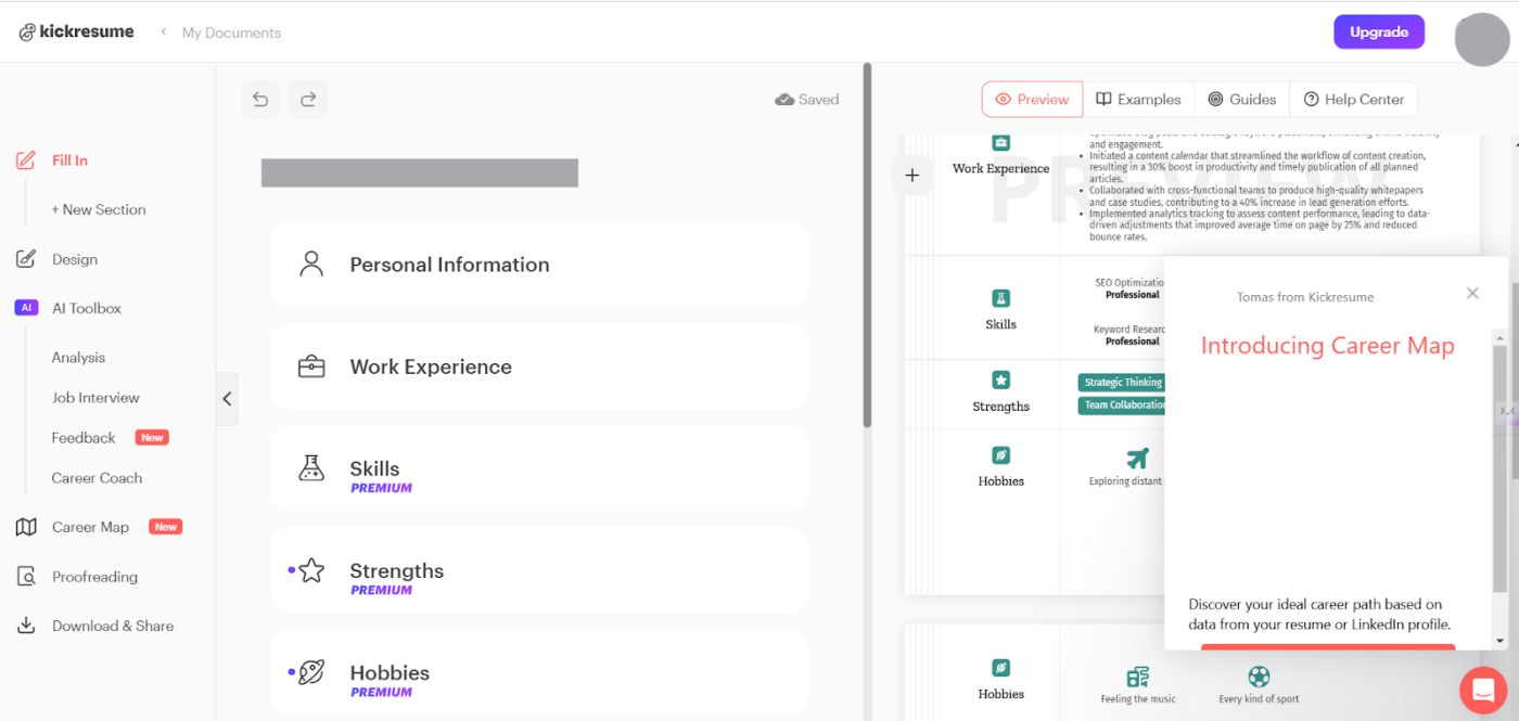 Kickresume: criador de currículos com IA