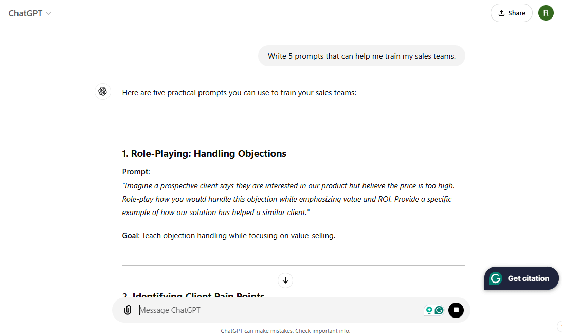 How to Use ChatGPT for Sales - Train sales teams