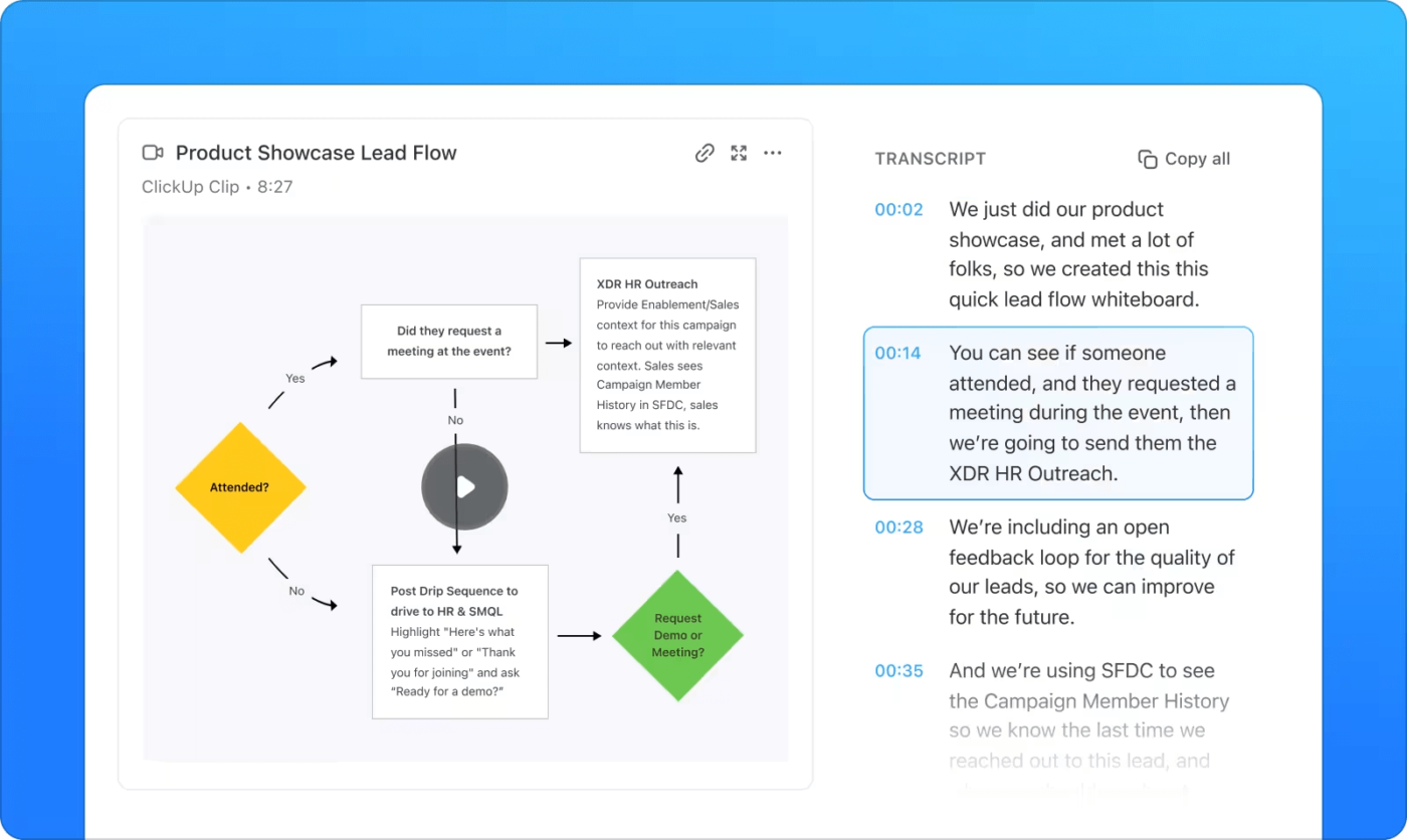 ClickUp Brain: How to Share a Screen Recording