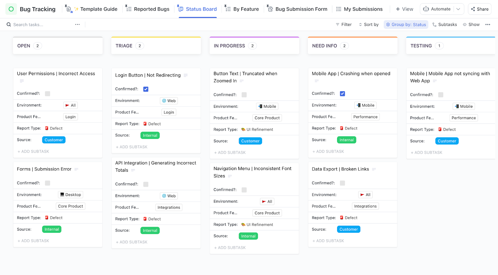 ClickUp Bug Tracking Report Template: Code Documentation Templates
