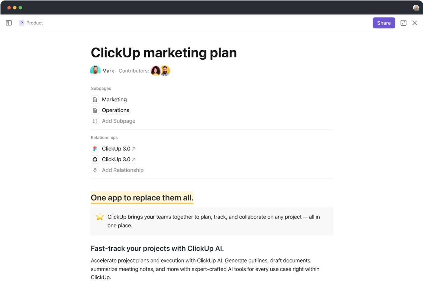 ClickUp Docs: Optimize and organize your knowledge management strategy